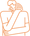 orange icon of man grabing his shoulder in pain