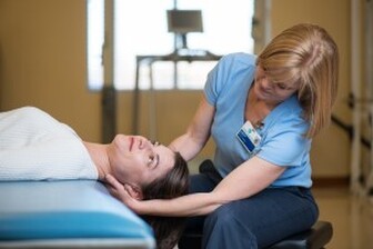 Person receiving vestibular physiotherapy